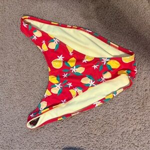 Red and Yellow Bikini with Playful Fruit Patterns